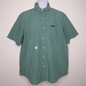 Chaps* Men's Short Sleeve Button Down Curved Hem‎ Chest Pocket Plaid Shirt~ XL